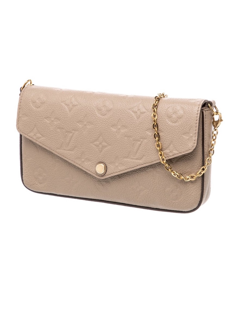 Louis Vuitton Taupe Embossed Monogram Envelope Crossbody with Gold Chain - Picture 4 of 6